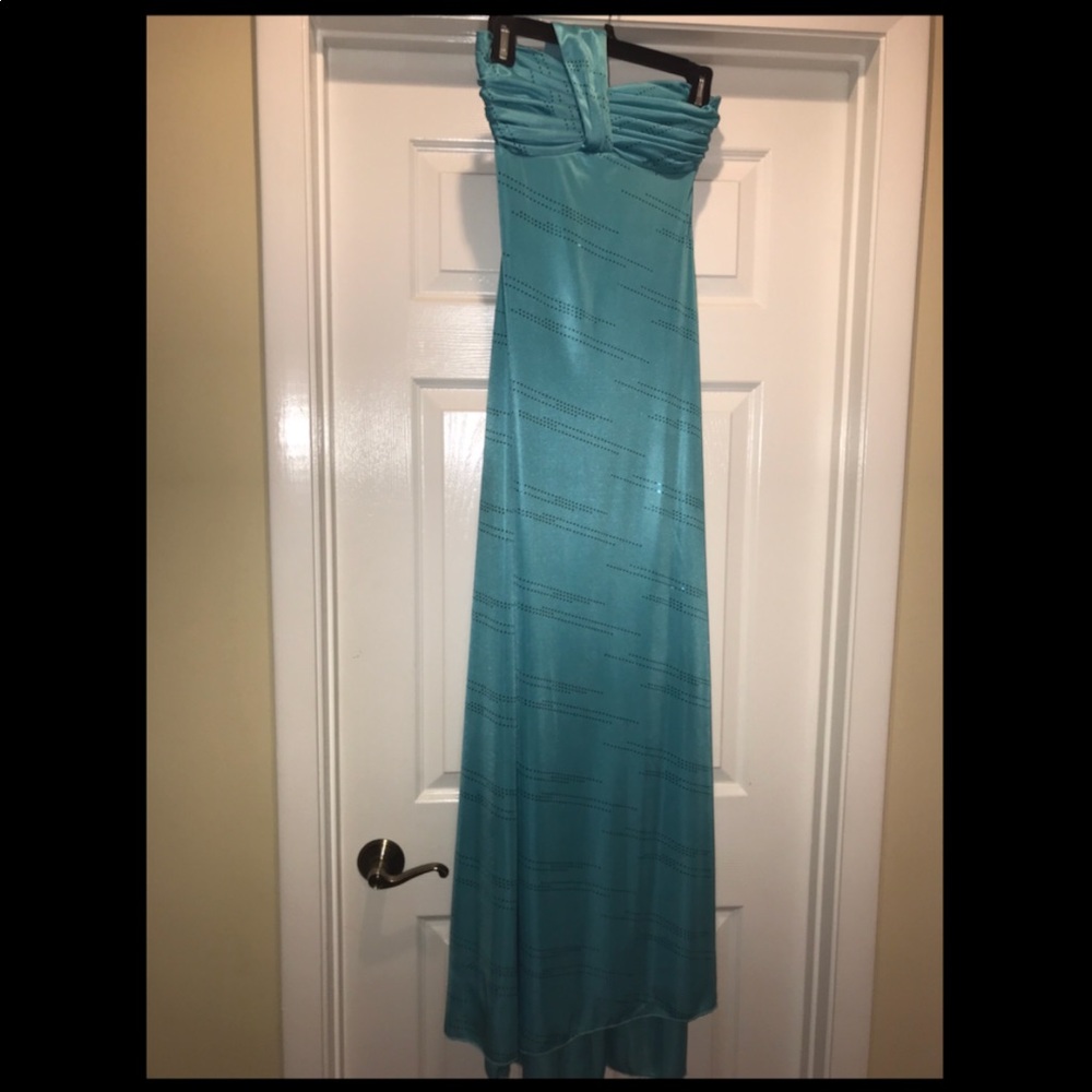 blue sparkle prom dress